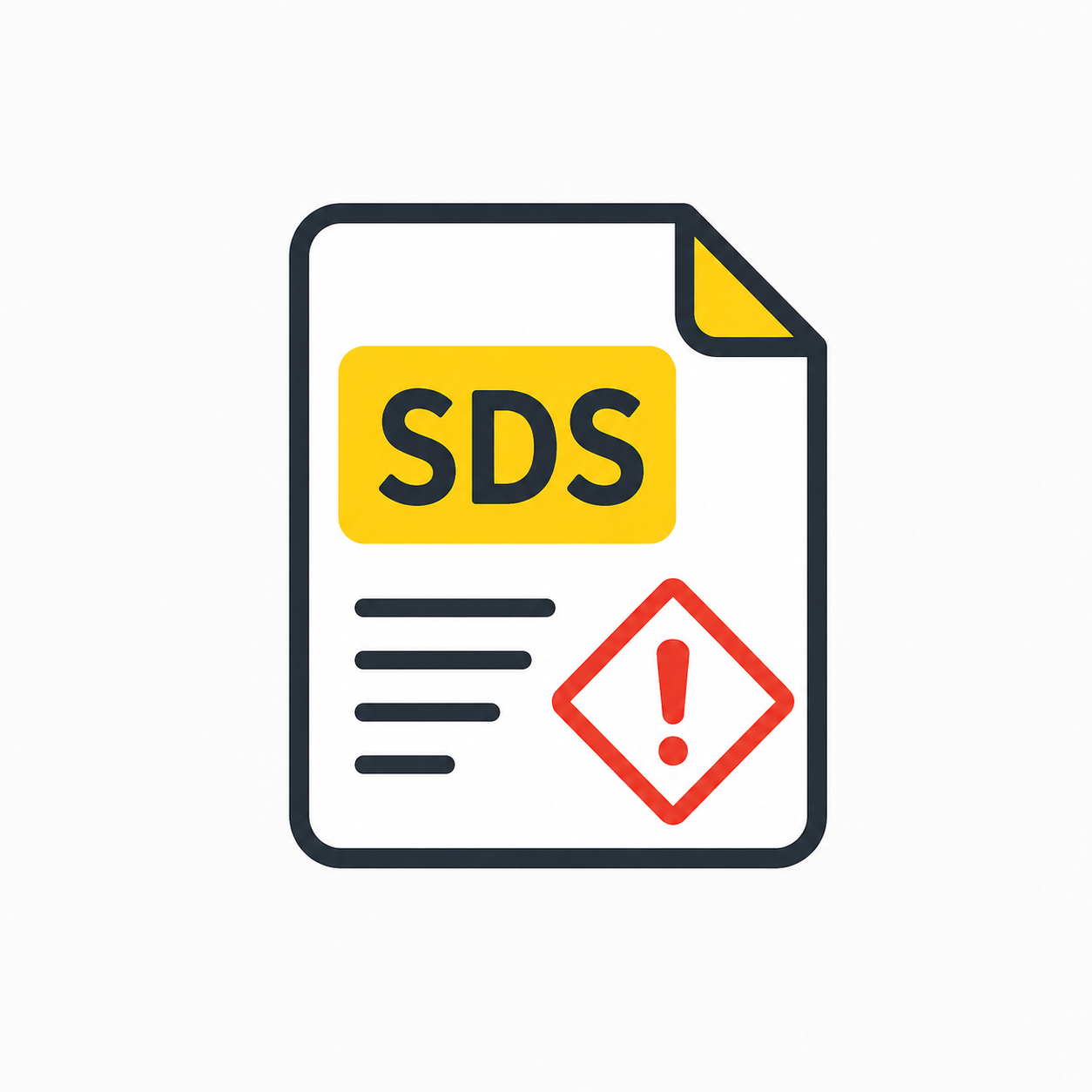 Illustratie van een veiligheidsinformatieblad (VIB / SDS) met wettelijke gevaarsinformatie en beschermingsmaatregelen